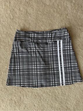 Golftini Black & White Grid Mini Skirt with Side Stripe